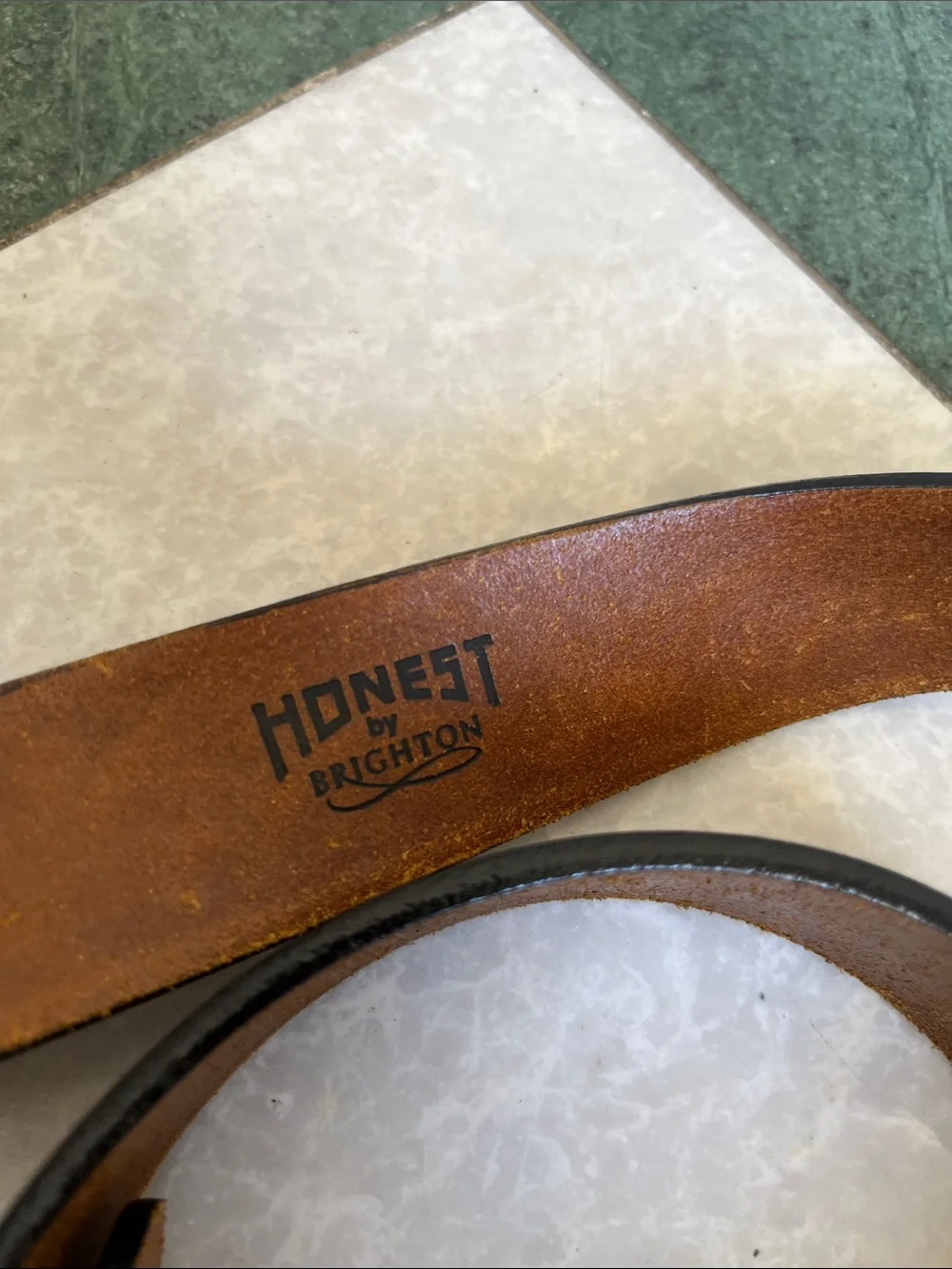 Brighton Embossed Floral Leather Belt in Deep Burgundy with Antique Brass Buckle